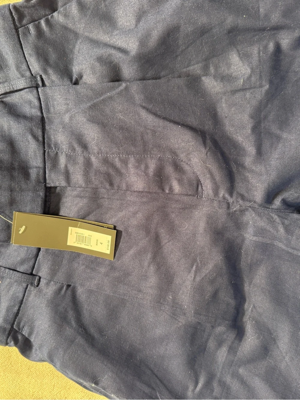 NWT Banana Republic High Rise Wide Leg Linen Pants Navy Blue Petite 4P